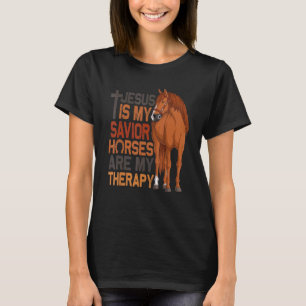 Camiseta Jesus É Meu Salvador Cavalos São Minha Terapia Cru