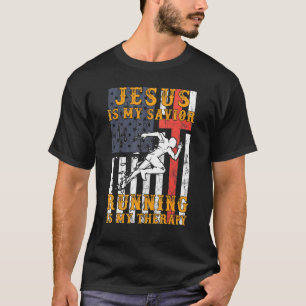 Camiseta Jesus é meu salvador correndo é minha terapia Hood