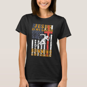 Camiseta Jesus é meu salvador correndo é minha terapia Hood