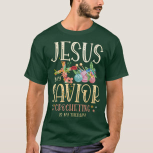 Camiseta Jesus é meu salvador crochê é minha terapia para u