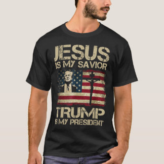 Camiseta Jesus é meu salvador é meu presidente Trump