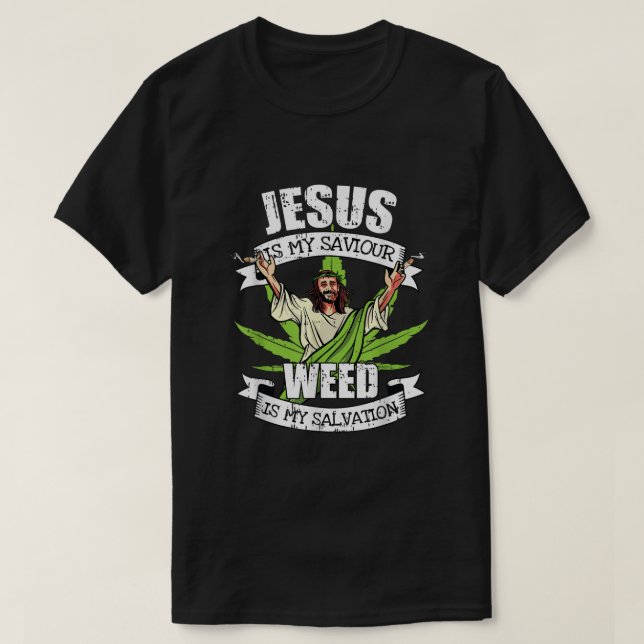 Camiseta Jesus é meu salvador fumando Pote de salvação de e (Frente do Design)
