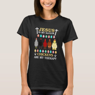 Camiseta Jesus É Meu Salvador Galinhas São Minha Terapia Pá