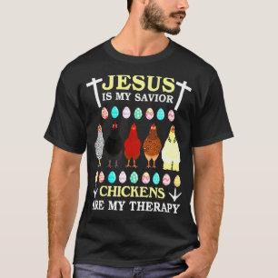 Camiseta Jesus É Meu Salvador Galinhas São Minha Terapia Pá