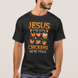Camiseta Jesus É Meu Salvador Galinhas São Minha Terapia Pa