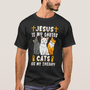Camiseta Jesus é meu Salvador Gatos são minha Terapia