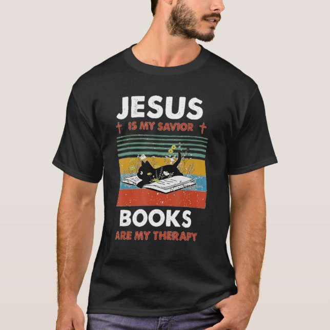 Camiseta Jesus é meu salvador Gatos são minha Terapia (Frente)