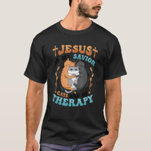 Camiseta Jesus É Meu Salvador Gatos São Minha Terapia Gatos