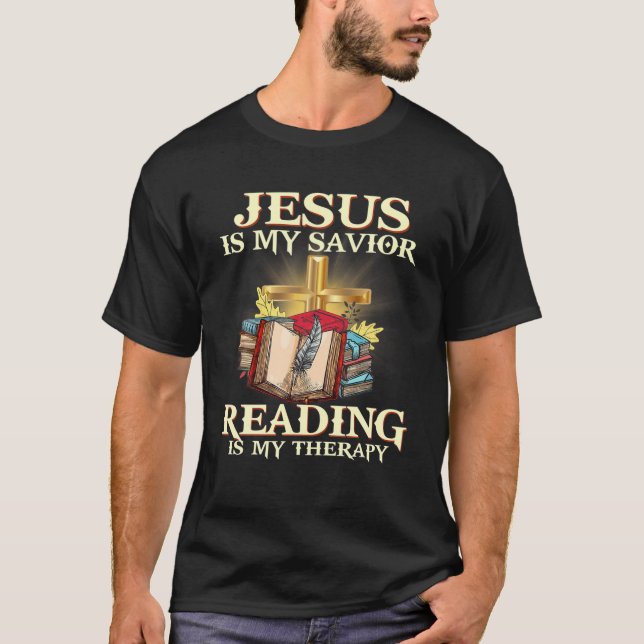 Camiseta Jesus É Meu Salvador Lendo É Minha Terapia Jesus R (Frente)