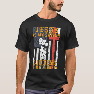 Camiseta Jesus É Meu Salvador Levantando É Minha Terapia Ho