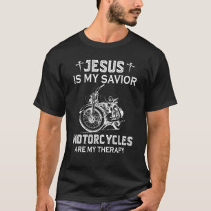 Camiseta Jesus é meu salvador motocicletas é minha terapia 