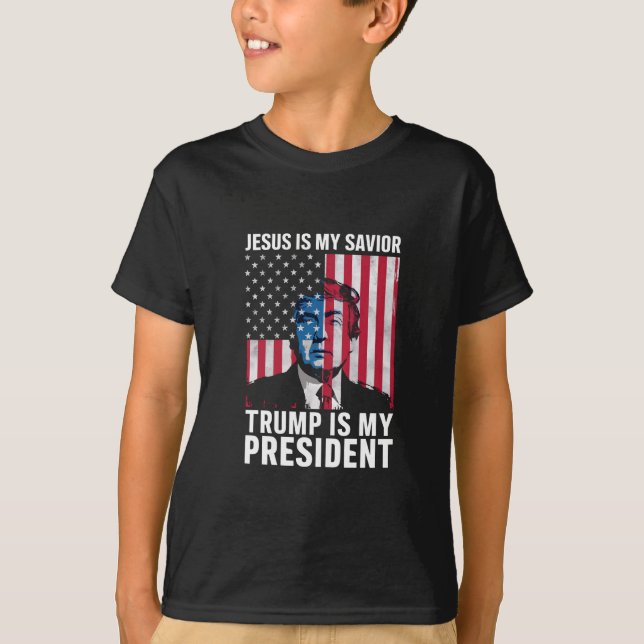 Camiseta Jesus é meu salvador Trump é meu presidente 2024 (Frente)