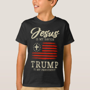Camiseta Jesus É Meu Salvador Trump É Meu Presidente Bandei