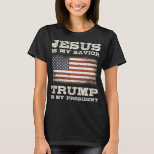 Camiseta Jesus é meu salvador, Trump é meu presidente T-Shi