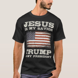 Camiseta Jesus é meu salvador, Trump é meu presidente T-Shi