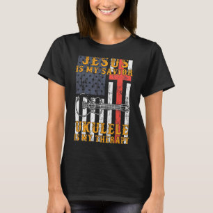 Camiseta Jesus É Meu Salvador Ukulele É Minha Terapia Hoodi