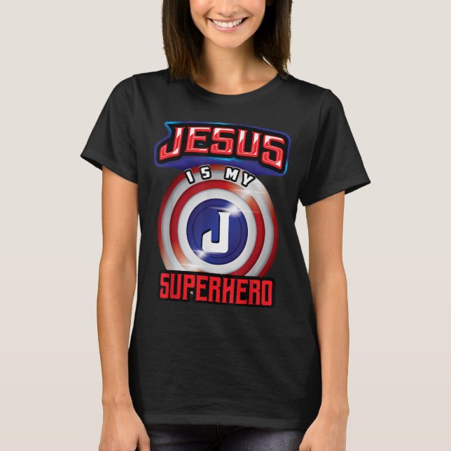 Camiseta Jesus é meu super-herói, poderoso presente cristão (Frente)