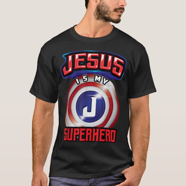 Camiseta Jesus é meu super-herói, poderoso presente cristão (Frente)