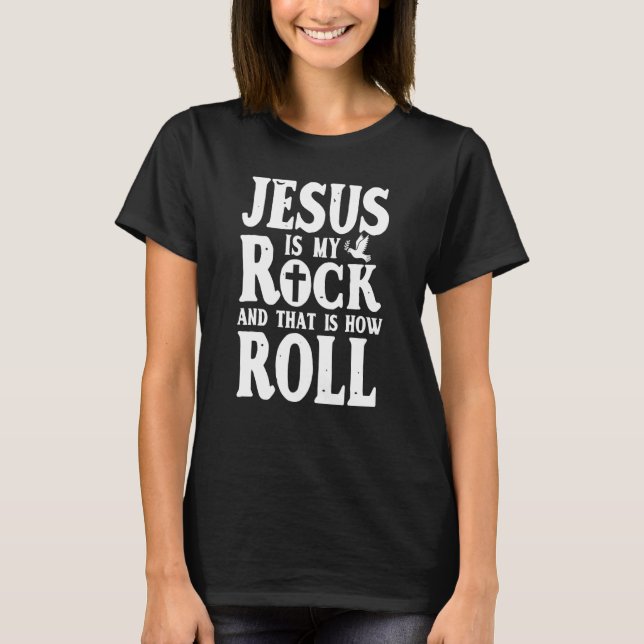 Camiseta Jesus É Minha Pedra E É Assim Que Eu Lanço Religio (Frente)