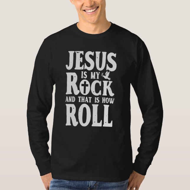 Camiseta Jesus É Minha Pedra E É Assim Que Eu Lanço Religio (Frente)