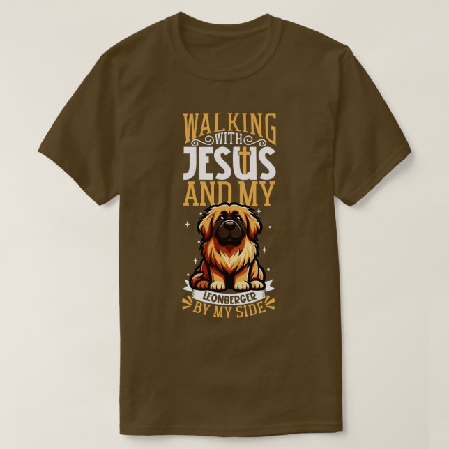 Camiseta Jesus e o cão Leonberger (Frente do Design)