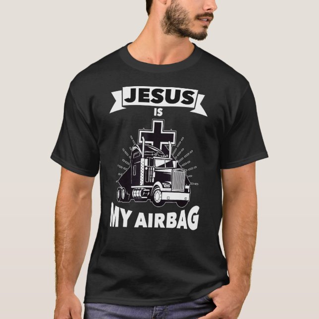Camiseta Jesus É O Meu Avião, Christian Cross Truck A Condu (Frente)