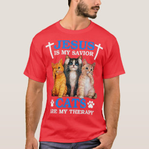 Camiseta Jesus é o meu gato salvador é o meu Cristo de fé d