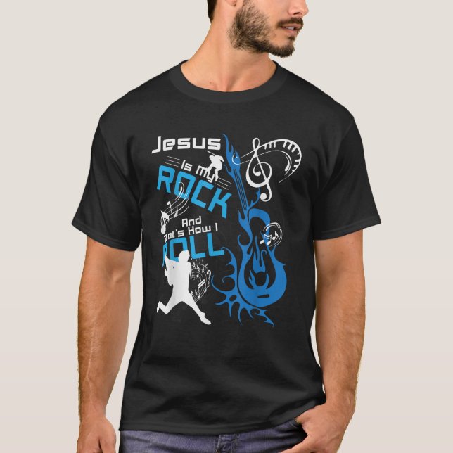 Camiseta Jesus É O Meu Presente De Músico De Rock E Roll (Frente)