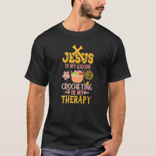 Camiseta Jesus é o meu salvador crocheting é a minha terapê