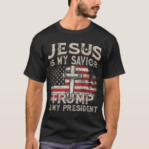 Camiseta Jesus é o meu salvador é o meu presidente american