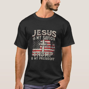 Camiseta Jesus é o meu salvador é o meu presidente american