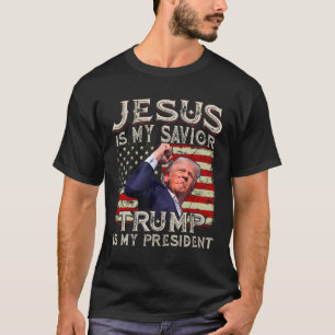 Camiseta Jesus é o meu salvador é o meu presidente american