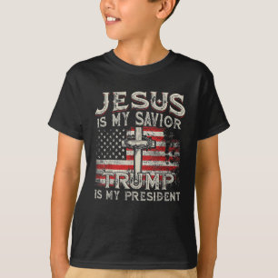 Camiseta Jesus é o meu salvador é o meu presidente american