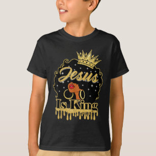 Camiseta Jesus é o rei cristão negro mulheres africanas