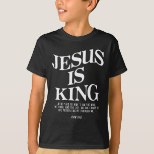 Camiseta Jesus é o rei John Bíblia verso religioso cristão