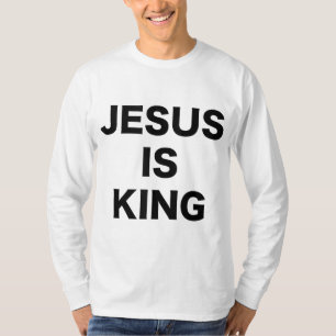 Camiseta Jesus é o Rei Negrito Texto Negro Cristão Religios