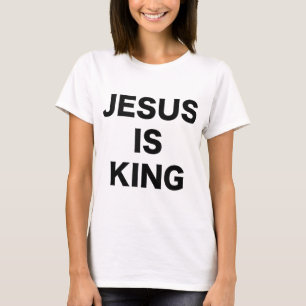 Camiseta Jesus é o Rei Negrito Texto Negro Cristão Religios