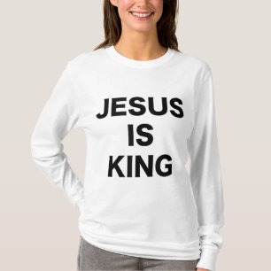 Camiseta Jesus é o Rei Negrito Texto Negro Cristão Religios