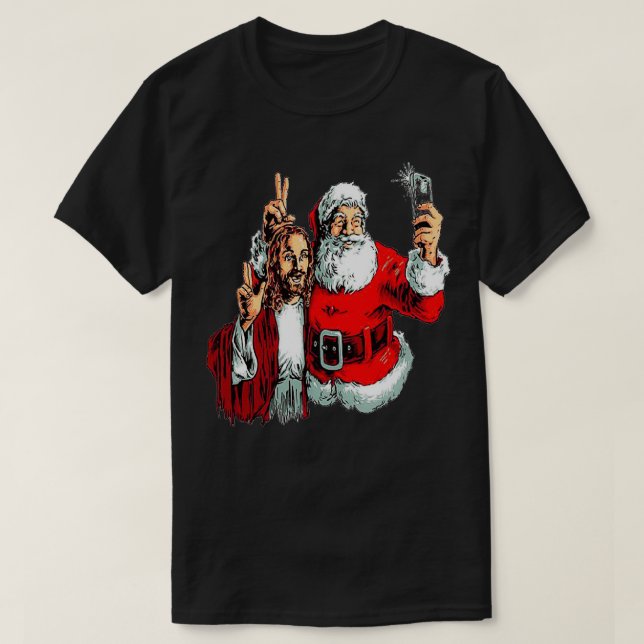 Camiseta Jesus e Papais noeis selfie (Frente do Design)