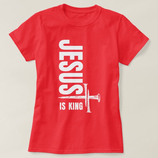 Camiseta Jesus é Rei Vintage Cristão (Frente do Design)