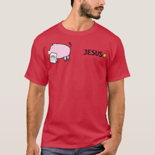 Camiseta Jesus e Suíno Rosa Trabalhador Essencial Arco-Íris