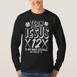 Camiseta Jesus e time de beisebol Jesus cristão Mateus 28