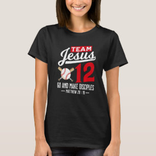 Camiseta Jesus e time de beisebol Jesus cristão Mateus 28