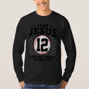Camiseta Jesus e time de beisebol Jesus cristão Mateus 28