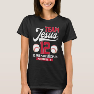 Camiseta Jesus e time de beisebol Jesus cristão Mateus 28