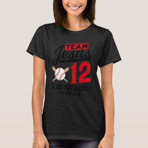 Camiseta Jesus e time de beisebol Jesus Cristão Mateus 28