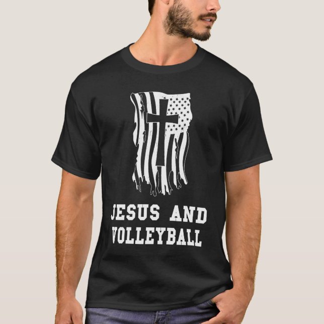 Camiseta Jesus e Volei para um Fã Cristão de Jesus (Frente)