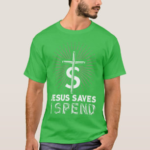 Camiseta Jesus Economiza Eu Gasto Família Religiosa
