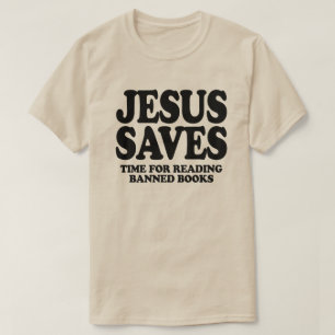 Camiseta Jesus economiza tempo para ler livros proibidos