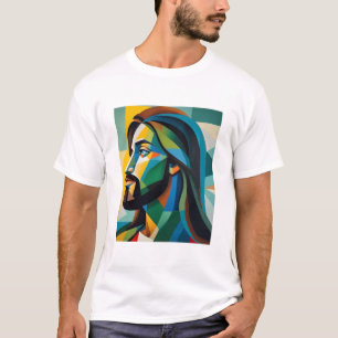 Camiseta Jesus em cubismo verde 6